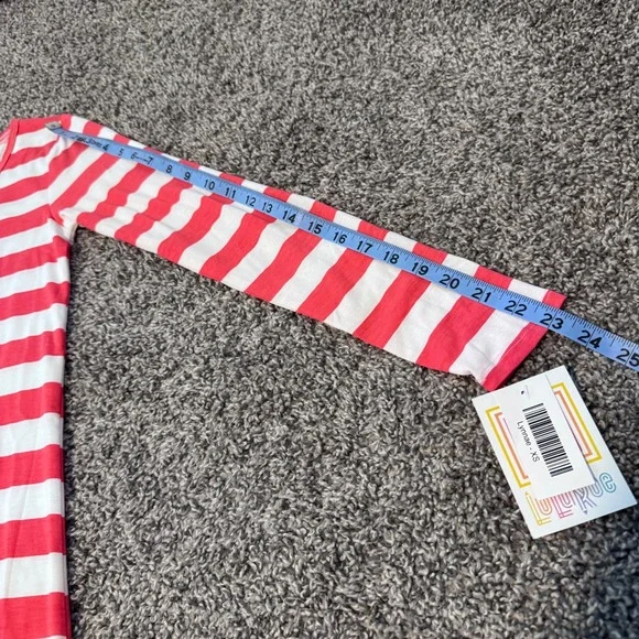NWT LuLaRoe Lynnae Long Sleeve Pink & White Striped Top Women's Size XS Flawed - Picture 7 of 8